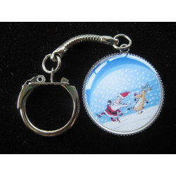  Porte-Clés fantaisie, Course effrenée de Noël, serti en résine