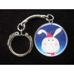 Porte-Clés fantaisie, Lapin de Noël, sertie en résine