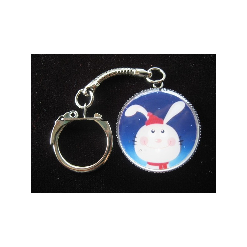 Fancy Keychain, Christmas Bunny, set with resin