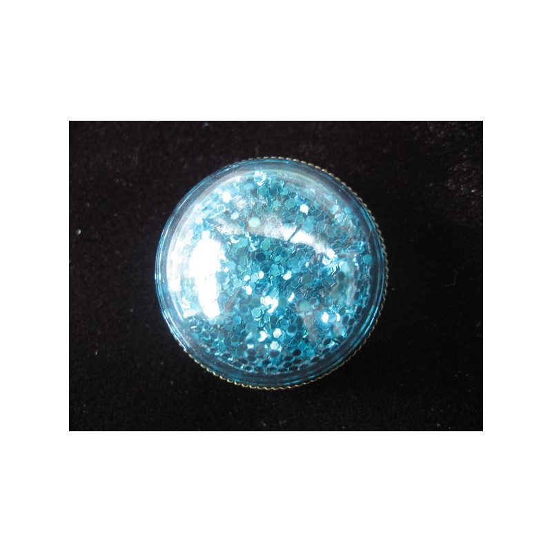 Bague grand dome, paillettes bleues mobiles