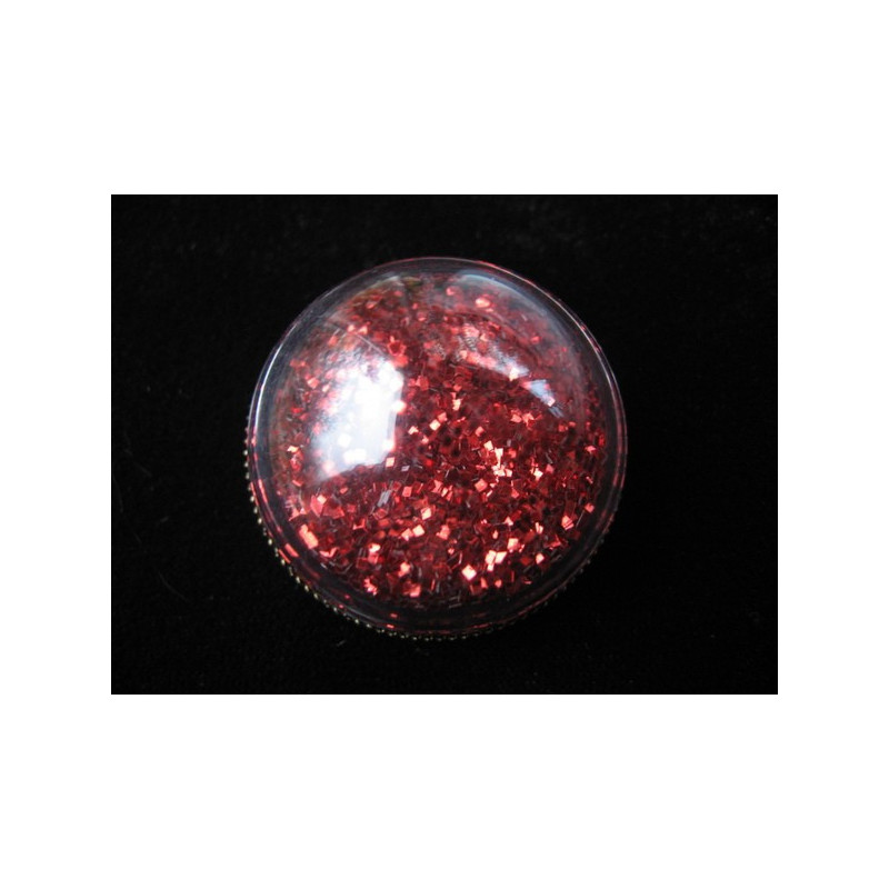 Bague grand dome, paillettes rouges mobiles