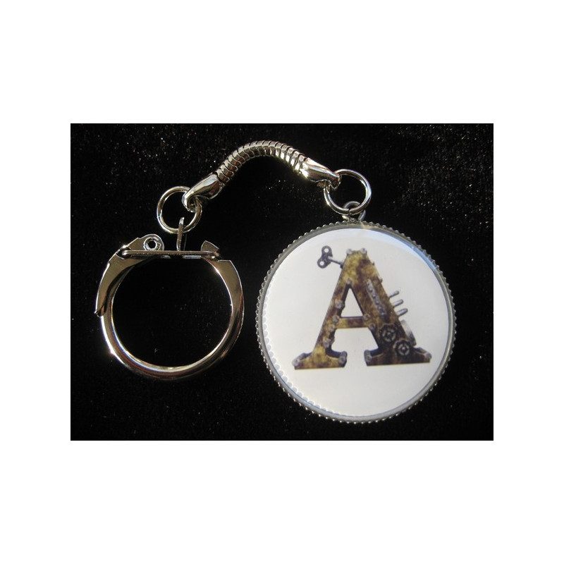 Steampunk Keyring, Alphabet, set in resin