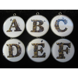 Steampunk Keyring, Alphabet, set in resin