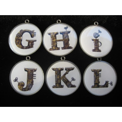 Steampunk Keyring, Alphabet, set in resin