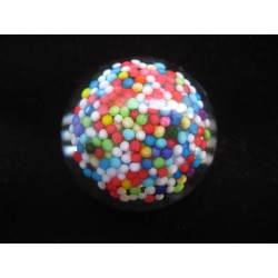 Small cabochon resin ring multicolored pearls