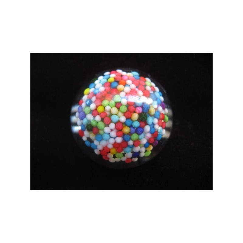 Small cabochon resin ring multicolored pearls