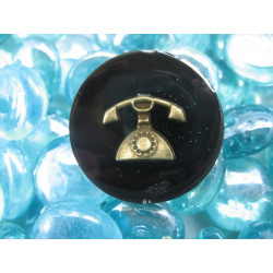 Vintage Ring, Bronze Phone, On Black Resin Background
