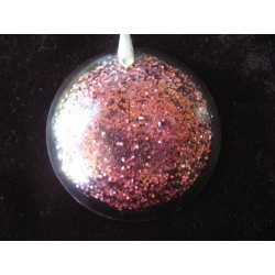 Cabochon pendant, purple sequins, resin