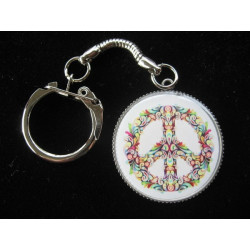 Porte-Clés vintage, Peace and Love multicolore, serti en résine 