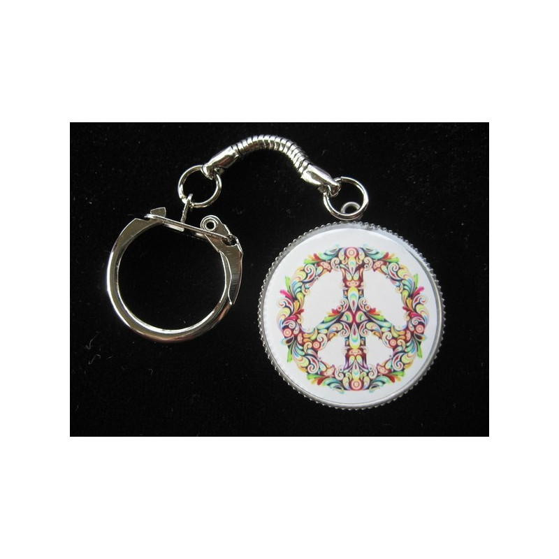 Key Ring vintage, Peace and Love multicolored, resin set