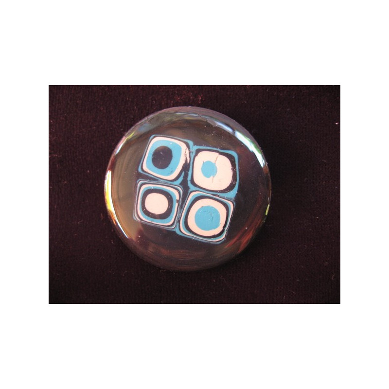 Graphic ring, black / turquoise mosaic, in Fimo