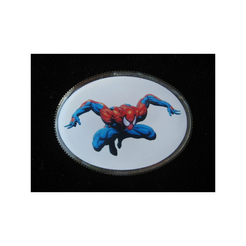 Oval brooch, Spiderman, set in resin