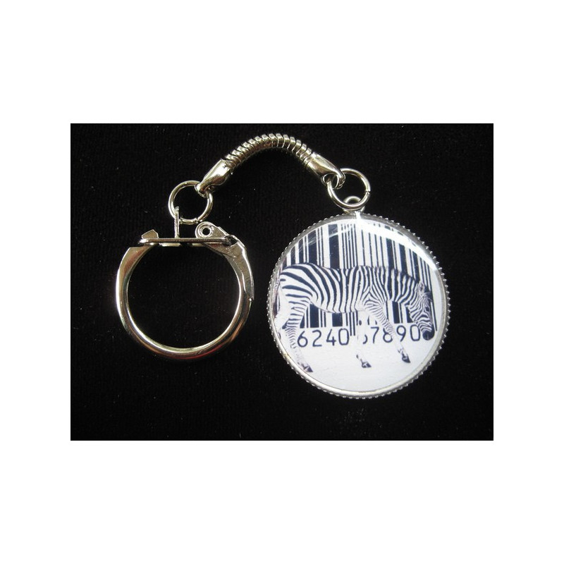 Fancy Key Ring, Totally Zebra Bar Code, Resin Set