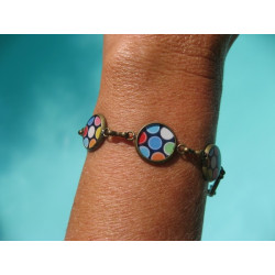 BRACELET petits cabochons, pois multicolores