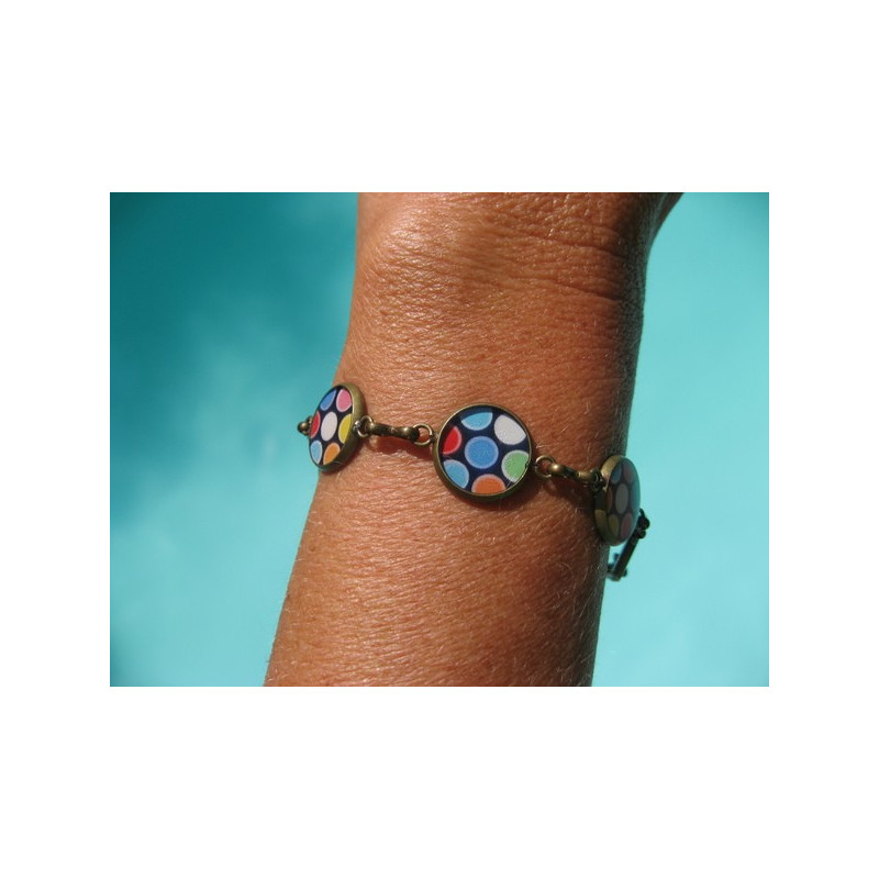 BRACELET petits cabochons, pois multicolores