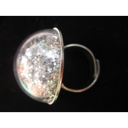Dome ring, mobile silver sequins