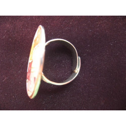 BAGUE fantaisie, Chats heureux, sertie en résine