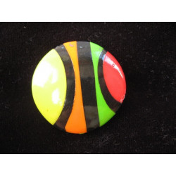 Grande bague pop, noire/multicolore, en fimo