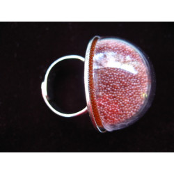 Moving pink micropearls great cabochon ring