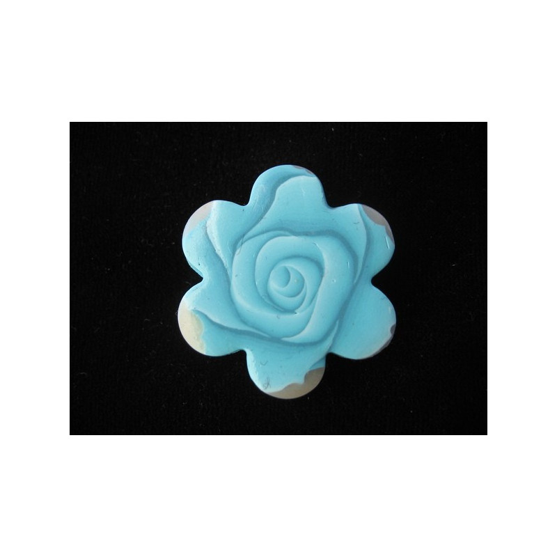Fancy ring, blue camaieu flower, in Fimo