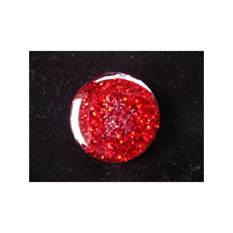 BAGUE fantaisie, paillettes rouges, en résine