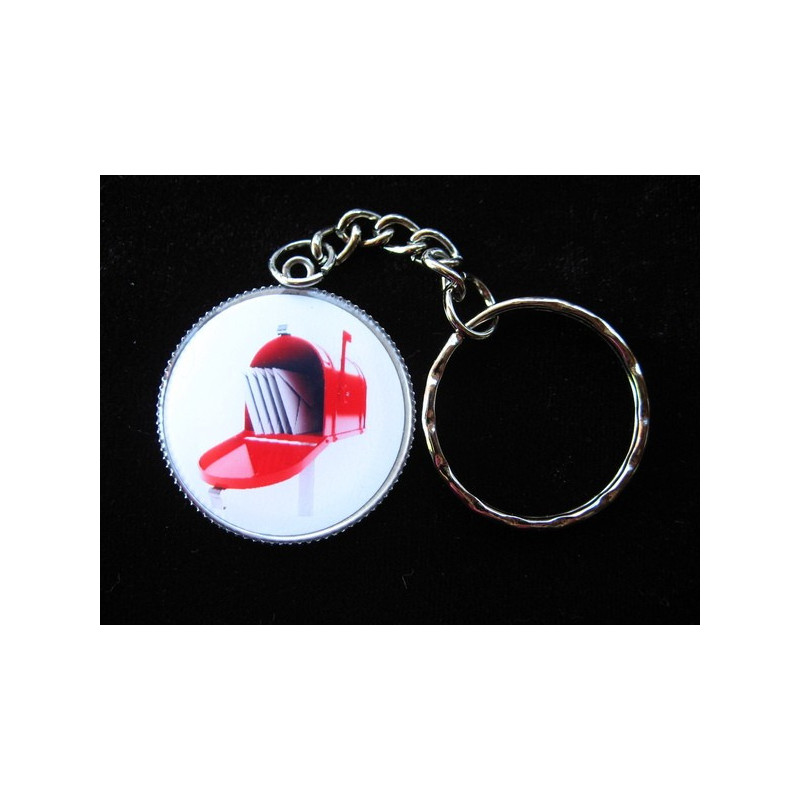 Fancy Keychain, Red Mailbox, Set in Resin