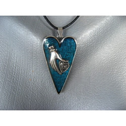  Pendentif Zen, Geste d'amour, sur fond bleu en résine