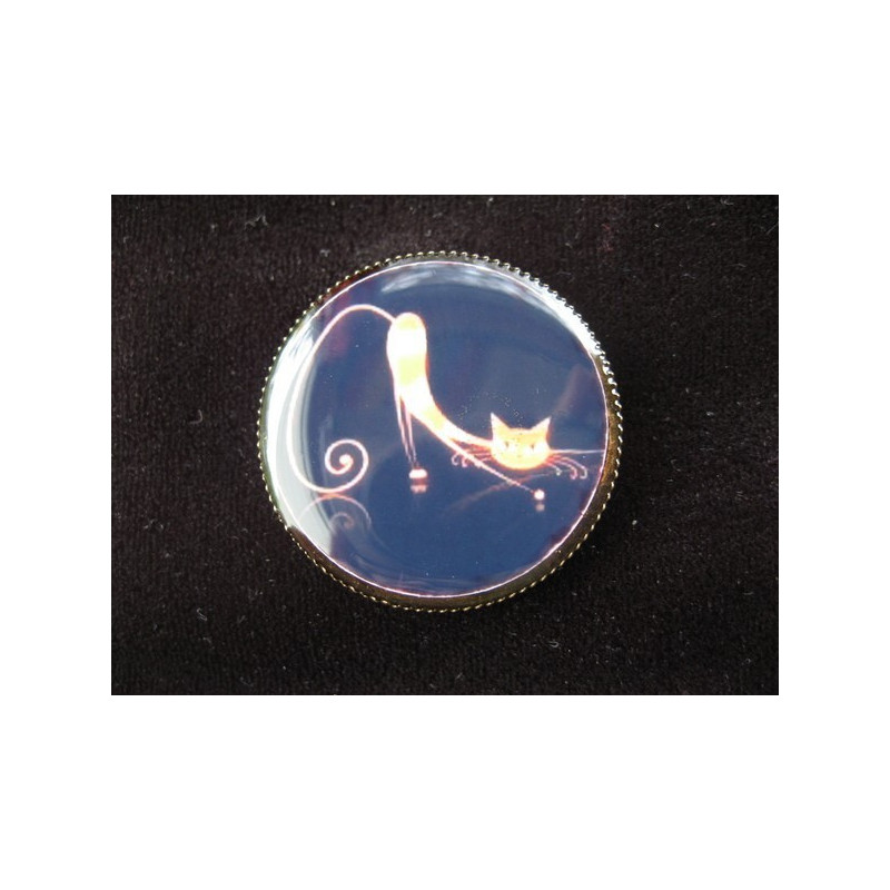 Fancy brooch, Orange cat, set with resin