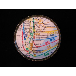 BAGUE vintage, Plan métro New York City, sertie en resine