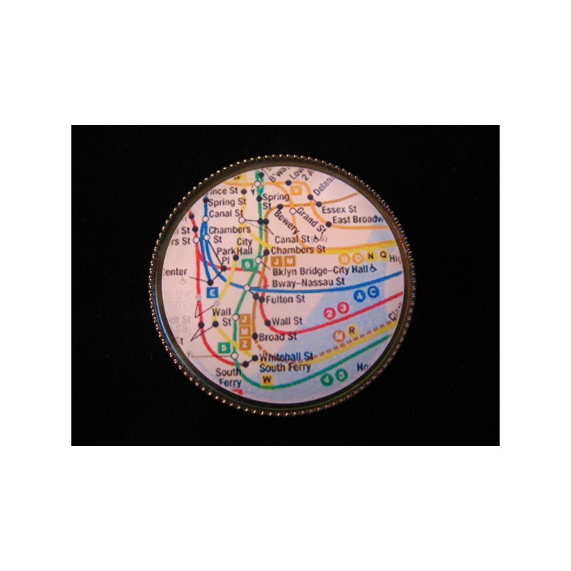 BAGUE vintage, Plan métro New York City, sertie en resine
