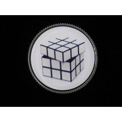 BAGUE vintage, Rubiks Cube blanc, sertie en résine