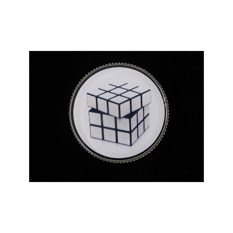 BAGUE vintage, Rubiks Cube blanc, sertie en résine