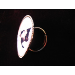 Fancy ring, gymnast kitten, set in resin