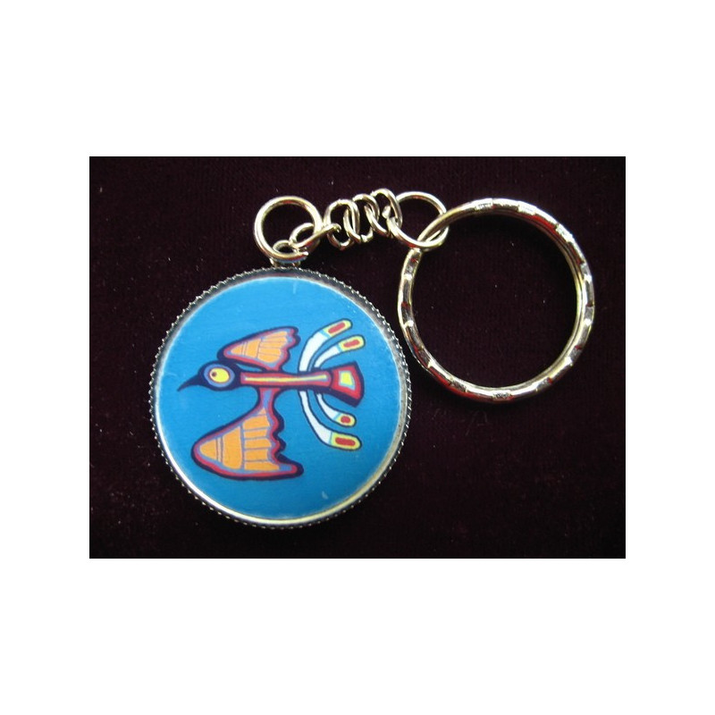 Vintage Keychain, Native American Bird, Set in Resin