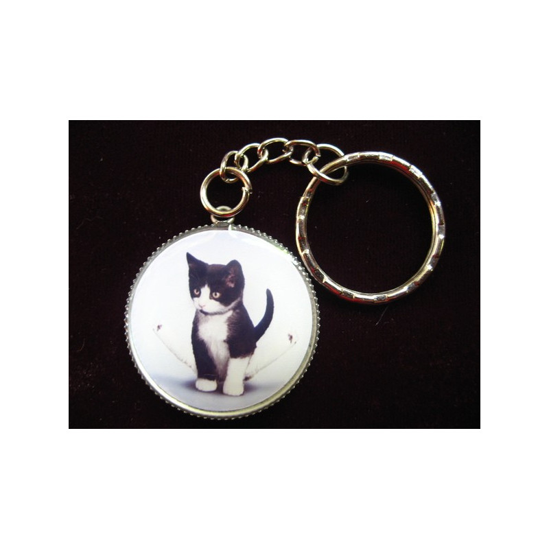 Fancy Keychain, Gymnastics Kitten, Set in Resin