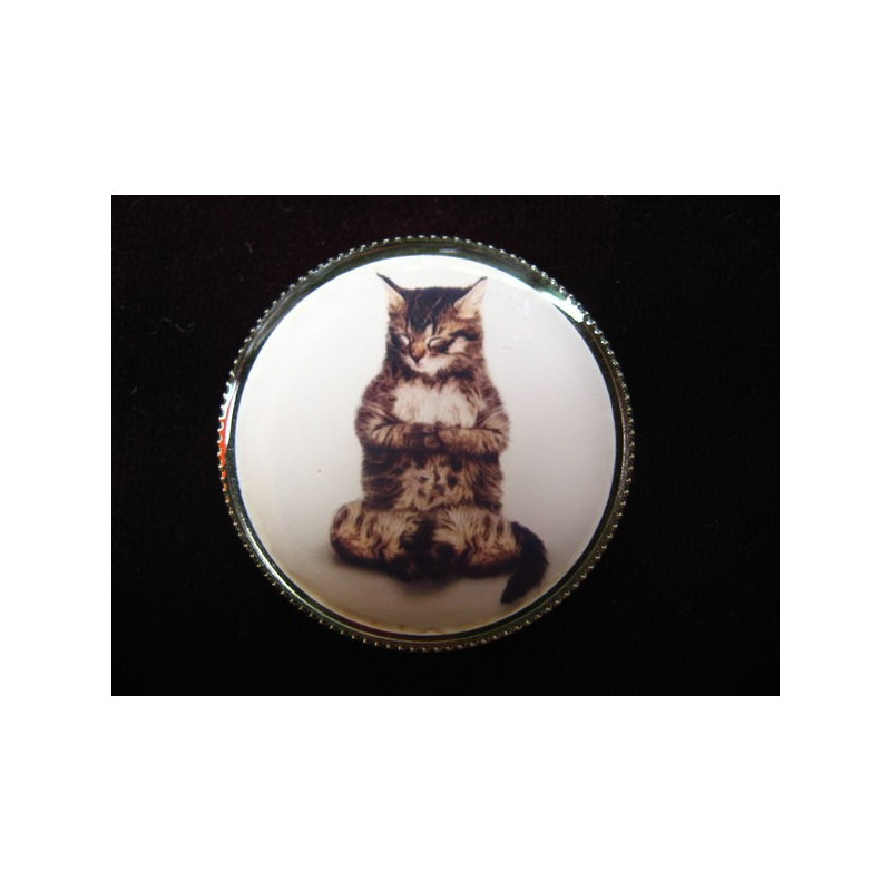 Fancy ring, Zen cat, set in resin