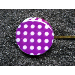 Barrette fantaisie, pois blancs, sur fond prune