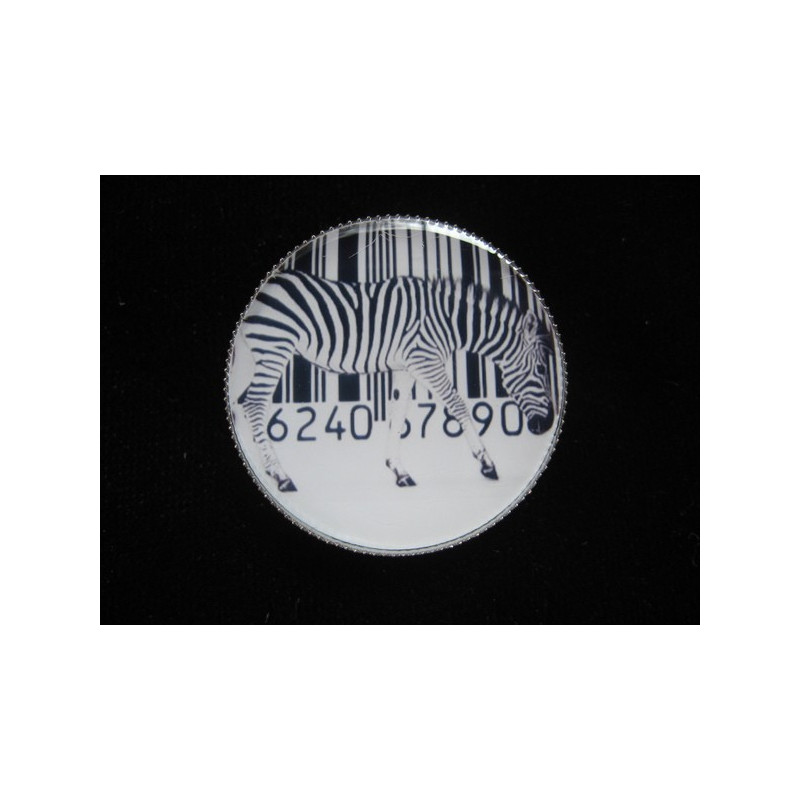 Small fancy ring, fully zebra barcode, set in resin
