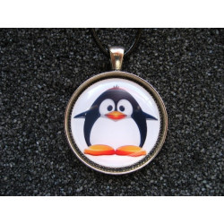 Fancy PENDANT, Happy Penguin, Set in Resin