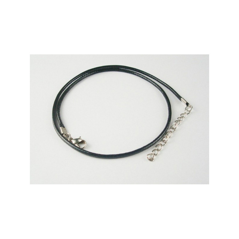 Black waxed cord, imitation leather, 45cm long
