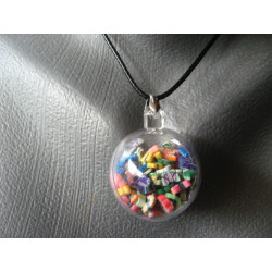 Bubble pendant, colorful multicolored butterflies