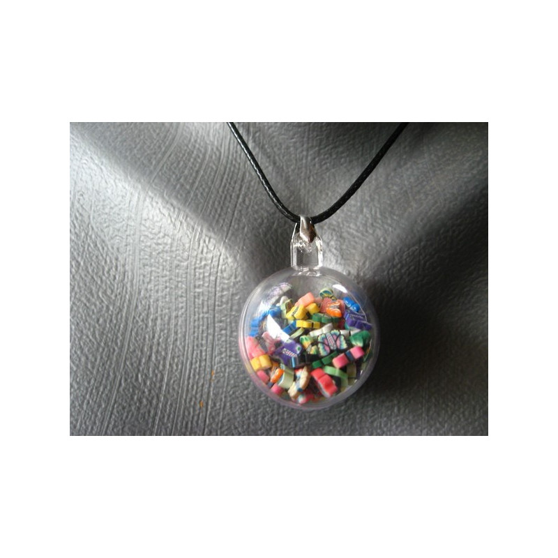 Bubble pendant, colorful multicolored butterflies