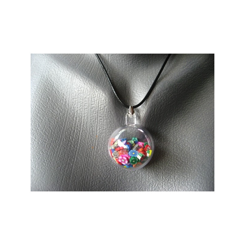 Bubble pendant, colorful multicolored flowers