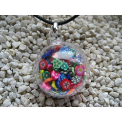 Bubble pendant, colorful multicolored flowers