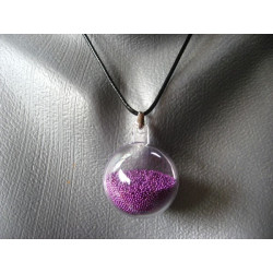 Moving purple micropearls Bubble pendant