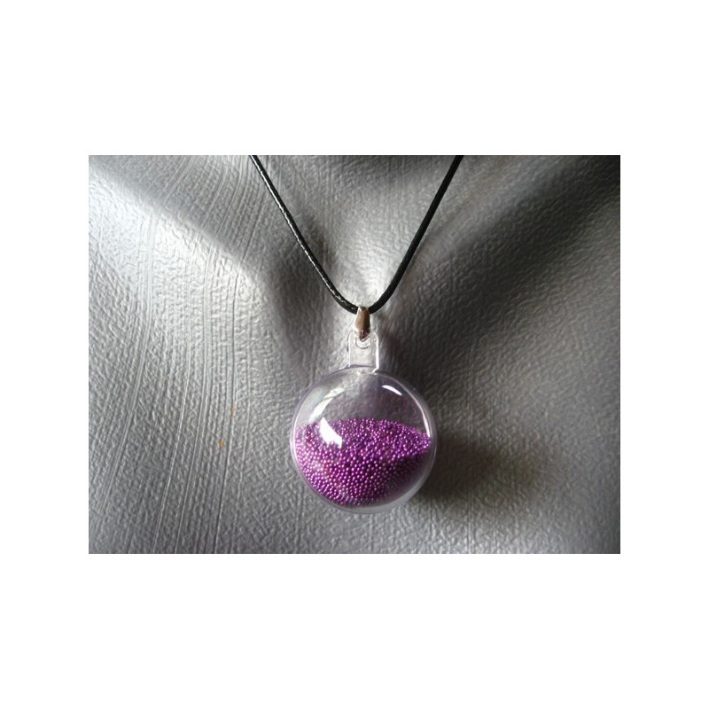 Moving purple micropearls Bubble pendant