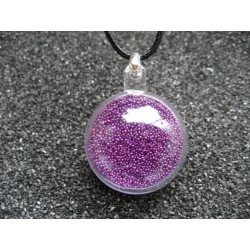 Pendentif bulle, microperles prunes mobiles