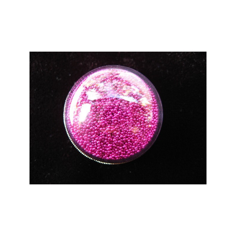 RING dome, mobile fuchsias microbeads, in a plexi half-sphere