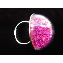 RING dome, mobile fuchsias microbeads, in a plexi half-sphere