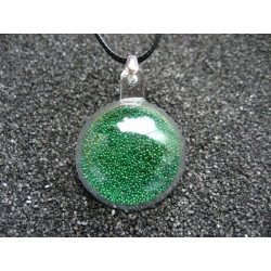 Moving green micropearls Bubble pendant